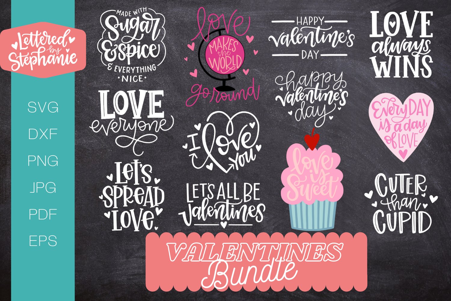 Valentines Bundle, Valentine Day SVG   DXF handlettered