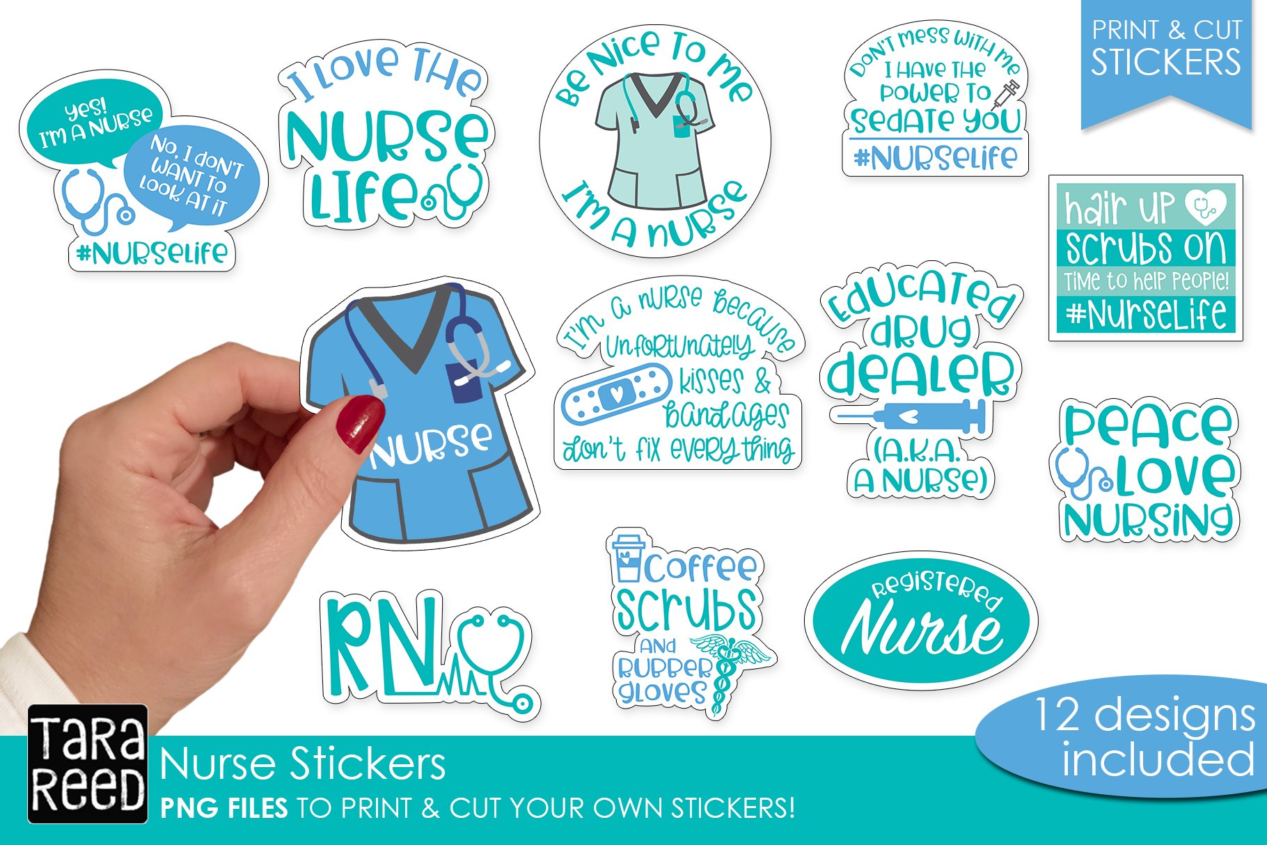Nurse Sticker Bundle PNG - Print Cut