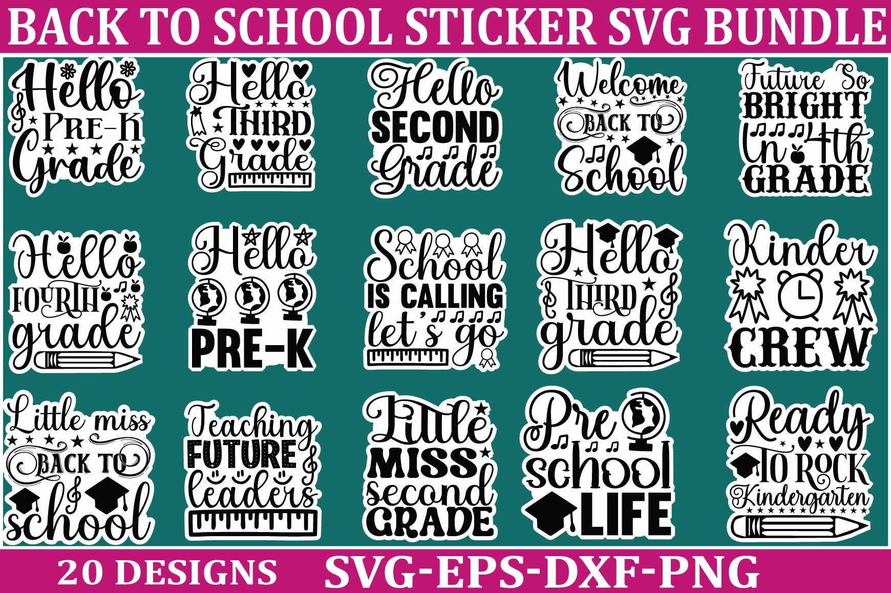 Back To School sticker svg Bundle School   Teacher SVG Desig