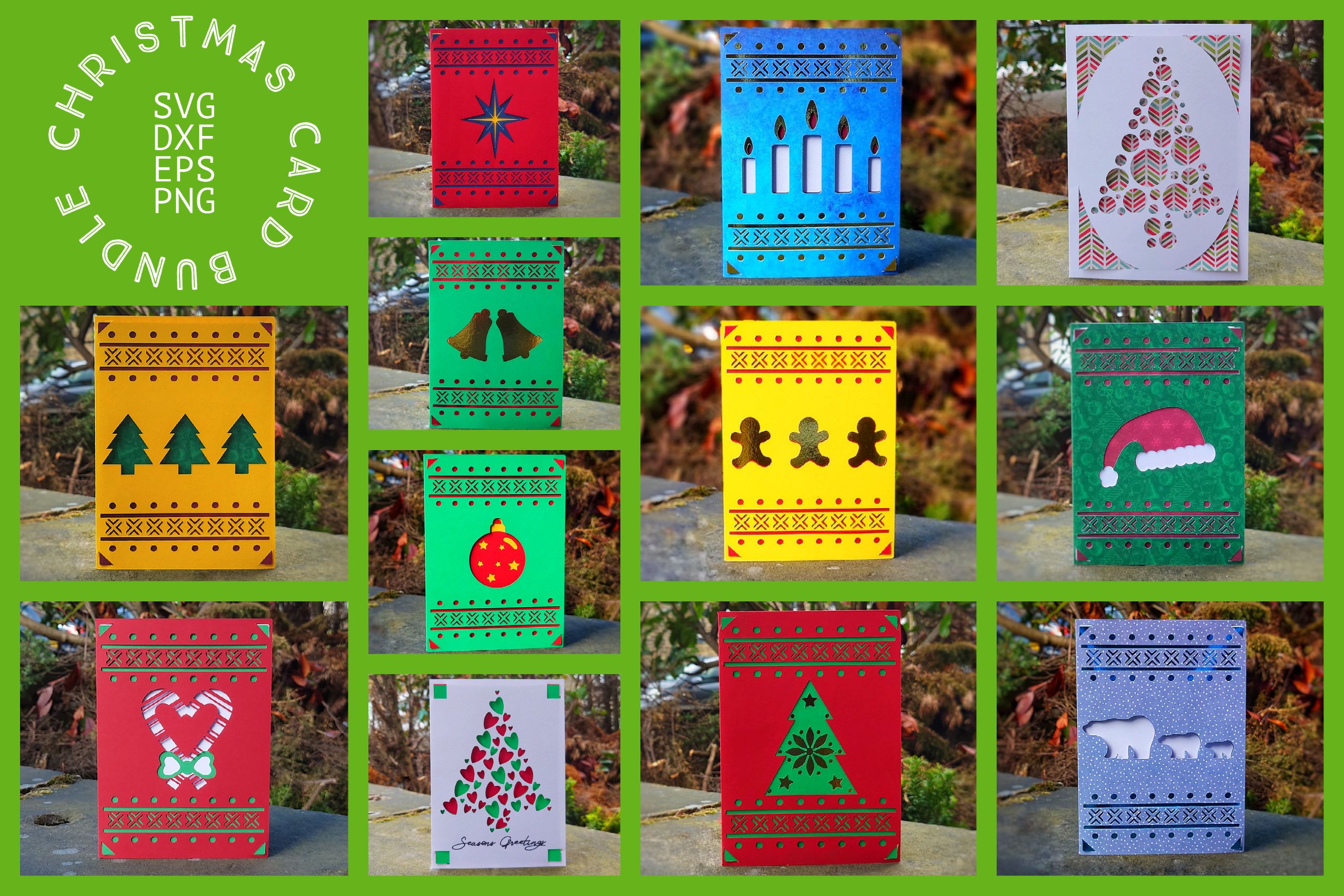 12 Christmas Cards   Gift Tags Bundle - SVG