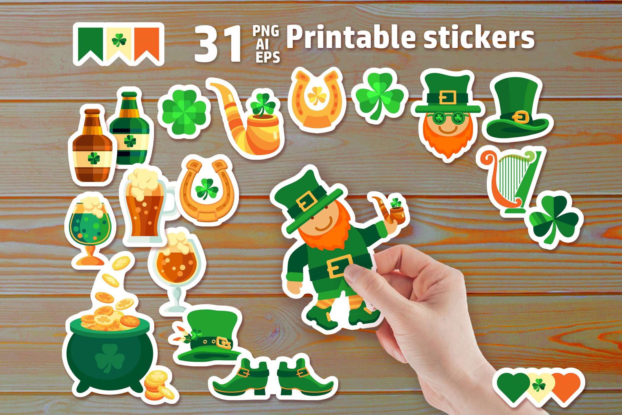 Funny Digital Stickers Bundle for Saint Patricks Day. 2