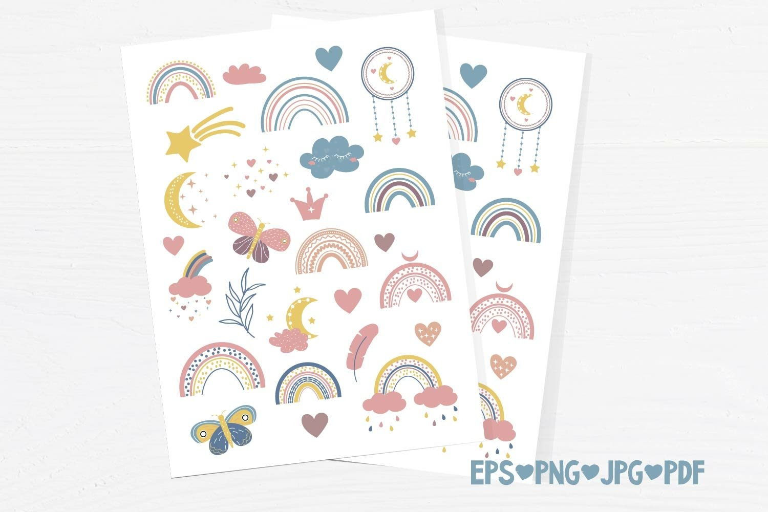 BOHO RAINBOW printable stickers bundle 2