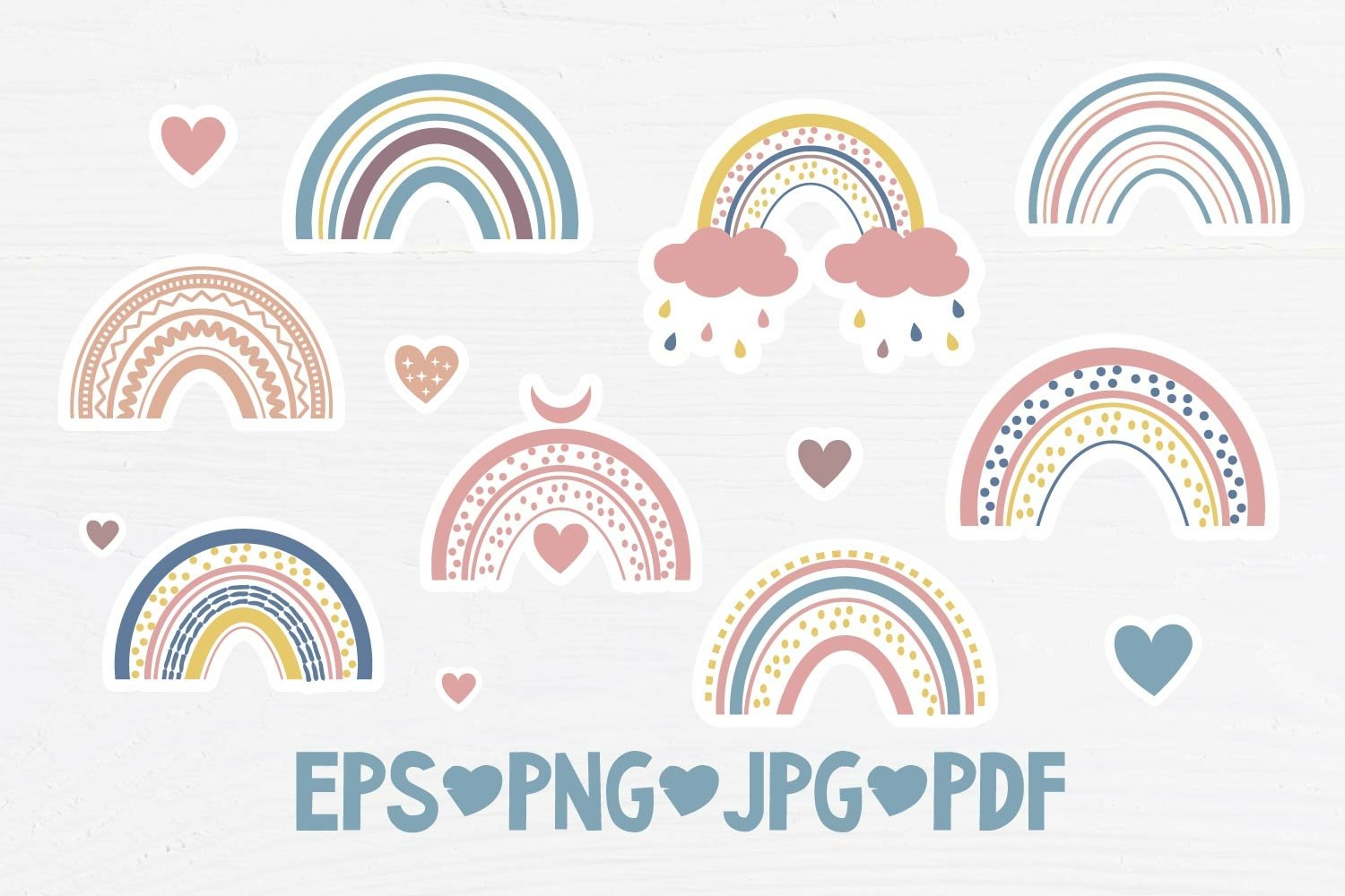 BOHO RAINBOW printable stickers bundle 3