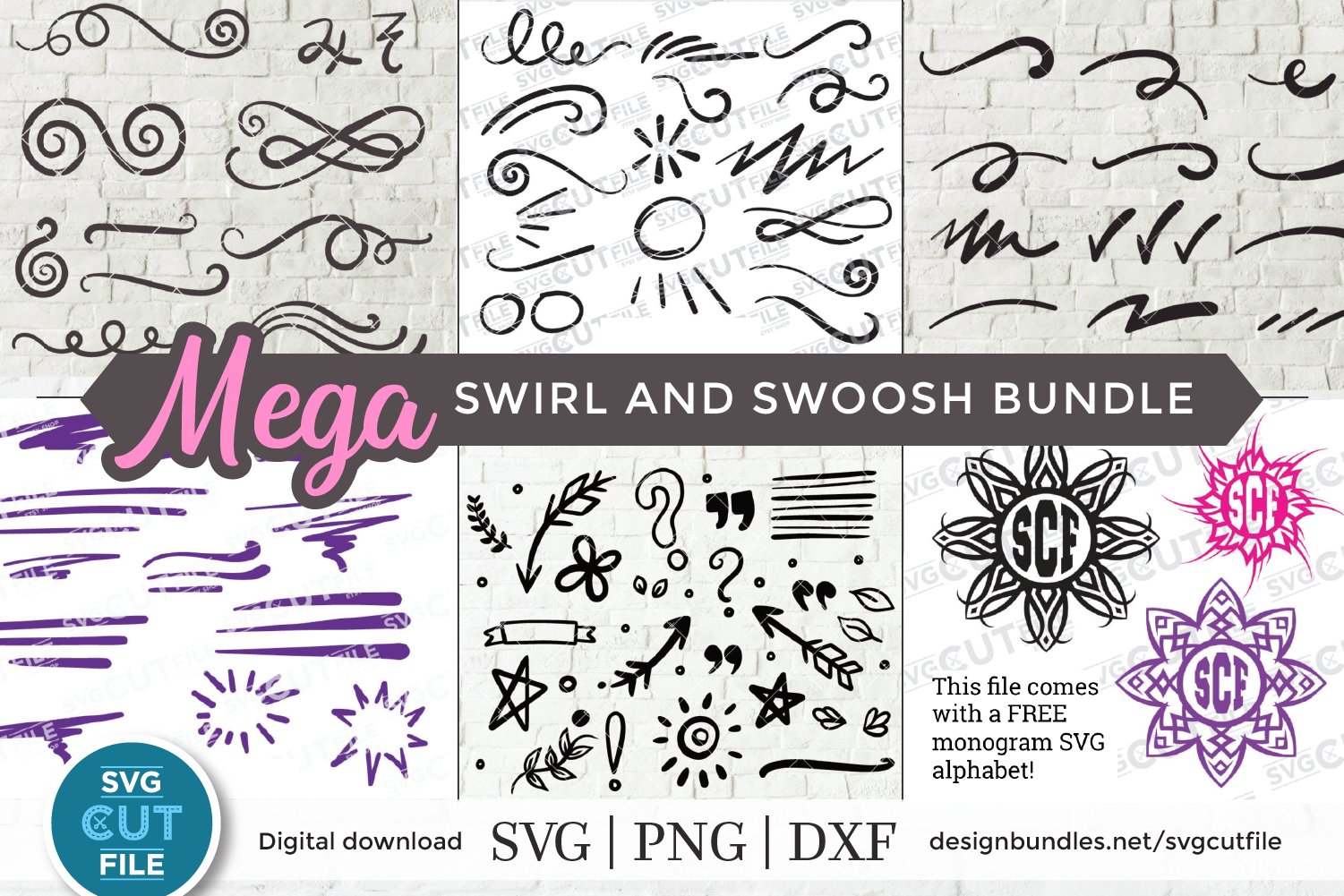 Swirls svg and swoosh svg bundle, flourish svg, flourishes
