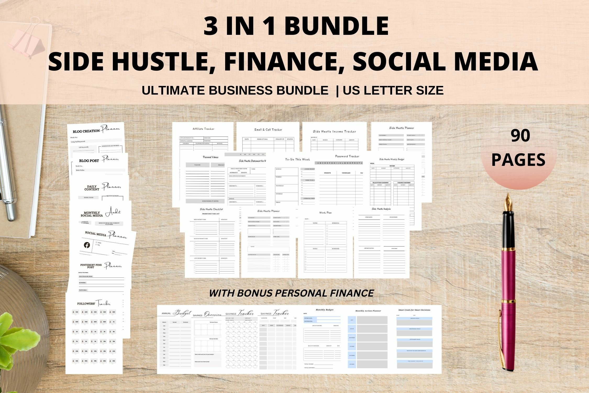 The Best Side Hustle with Social Media Printable Planner 3