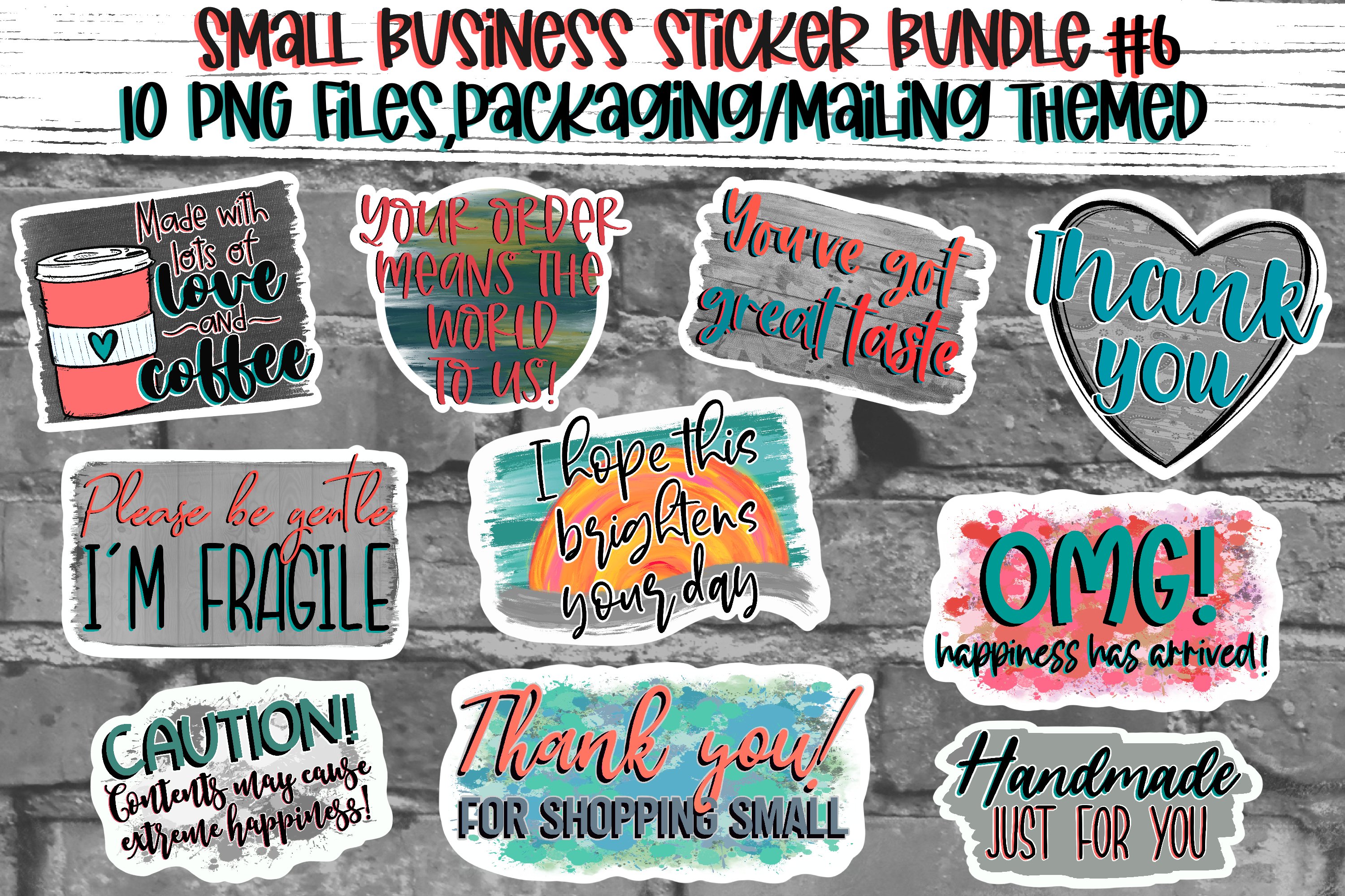 Small Business Sticker Bundle|Mailing,Packing,Thank You|PNG