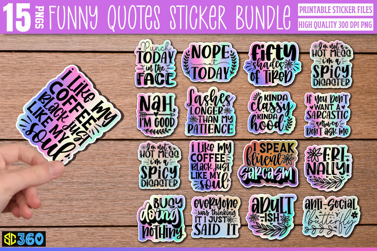 Funny Stickers Bundle, Funny Saying Sticker Bundle
