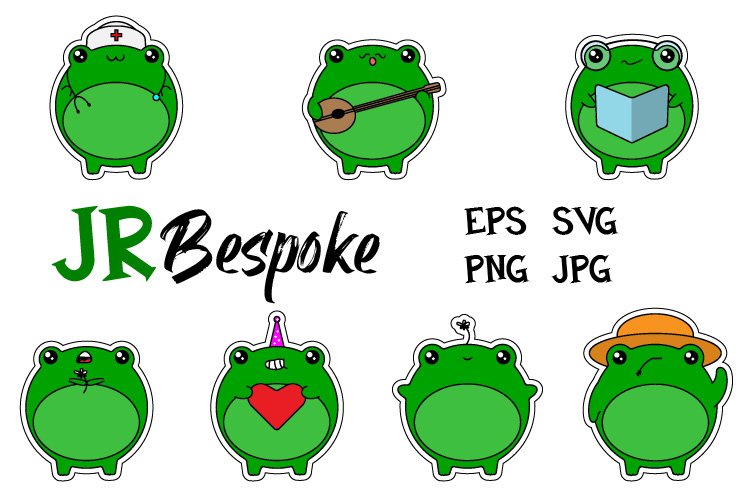 Sticker Frog Pack - PDF, SVG, JPEG and PNG Files