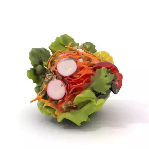 Fresh Salad Bowl Model Pack with Vegetables and Greens Low-poly 3D model