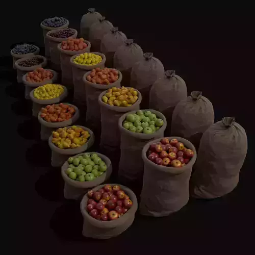Sacks of Fruit Low-poly 3D model