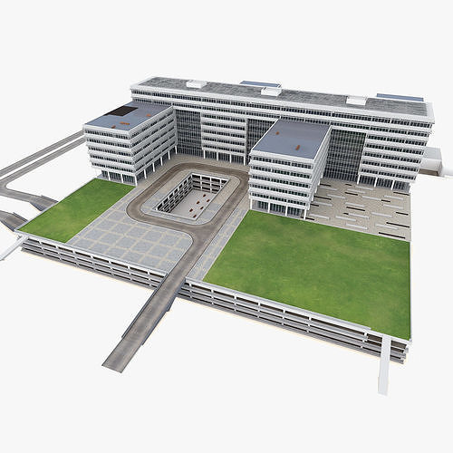 Research Center Building  Low-poly 3D model 2