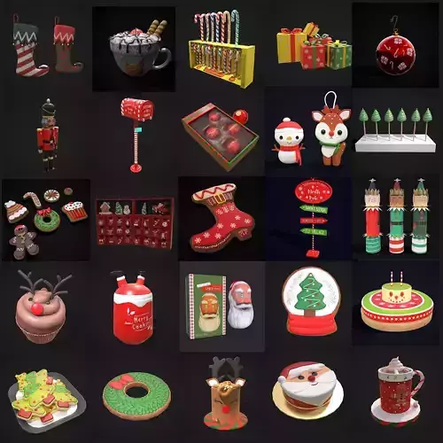 Christmas Prop Mix Six  3D Model Pack
