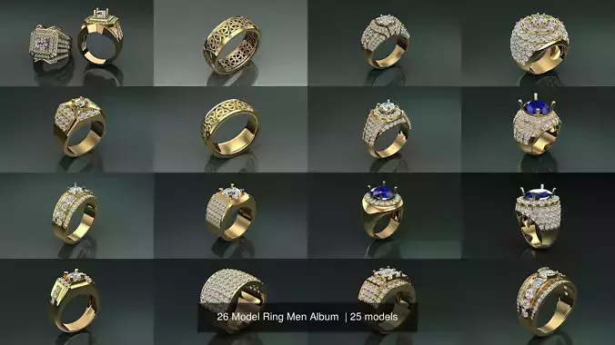 26 Model Ring Men Album  3D Model Pack