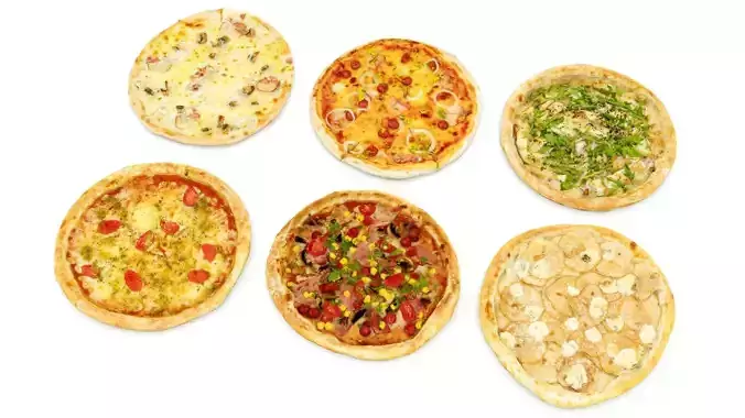 Pizza Collection 6 items italian food vol 3 3D model