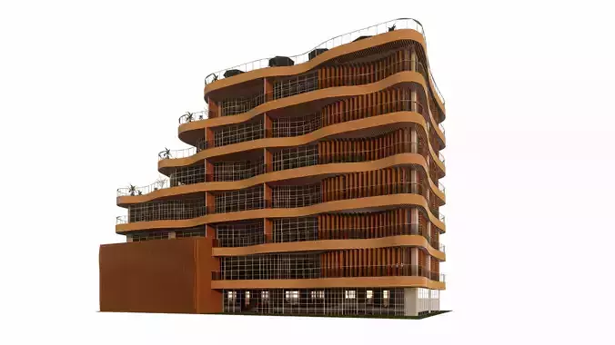 Modern MixedUse Residential Building Detailed with Documentation 3D model