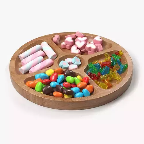 Circular Wooden Menagere with Sweets 3D model