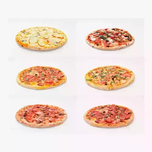 Pizza Collection 6 items italian food  3D model