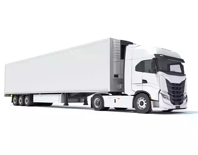 Truck with Refrigerator Trailer 3D model